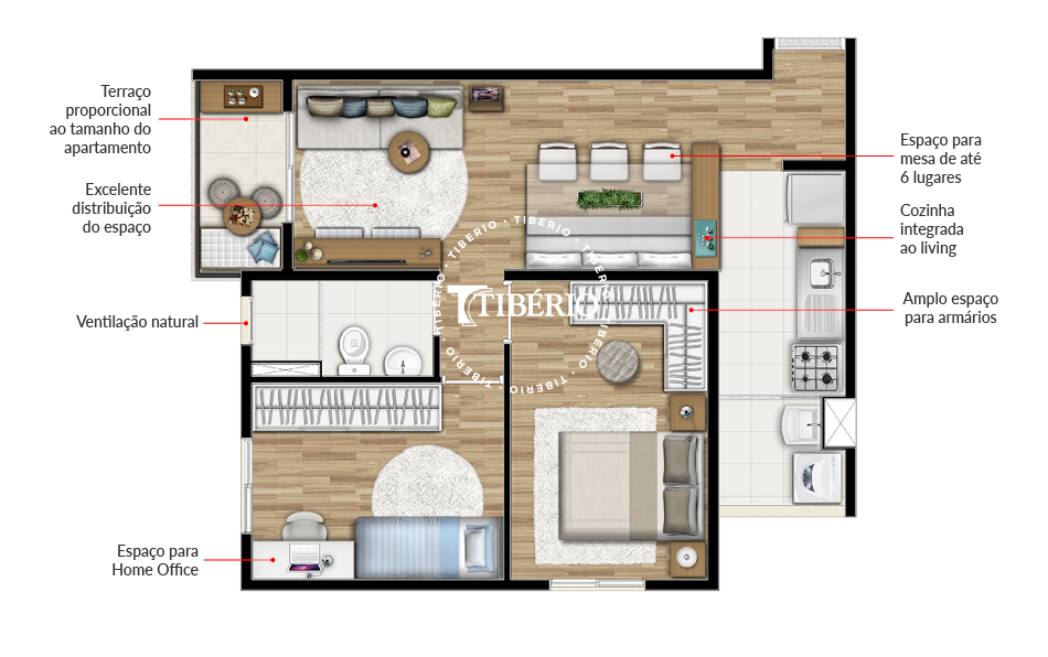 Planta 02 - 2 dorm 51m²