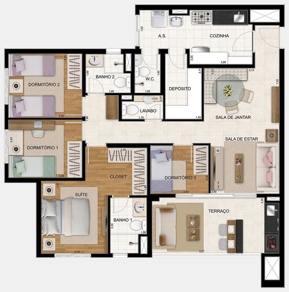 Planta 05 - 4 dorm 106m²