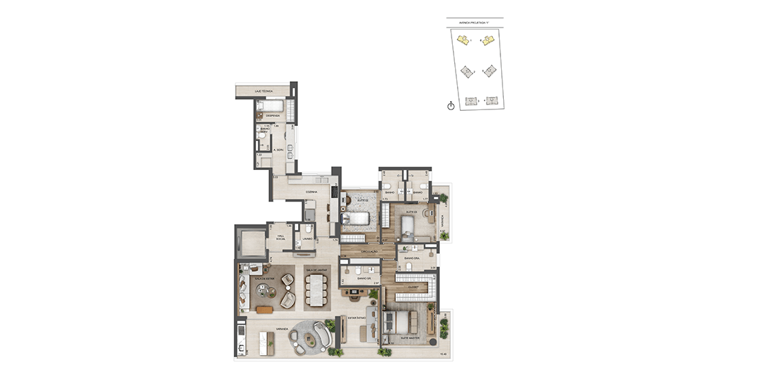 Planta 02 - 4 dorm 194,32m² - opção