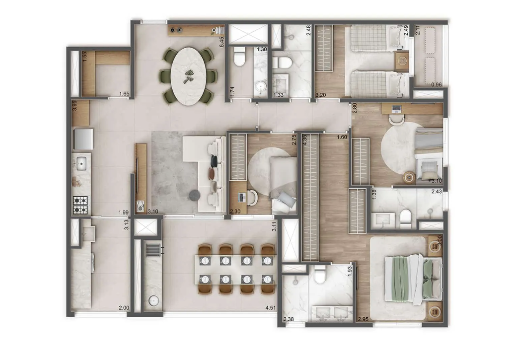 Planta 06 - 4 dorm 125m²