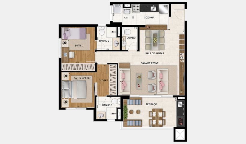 Planta 03 - 2 dorm 86m² - opção