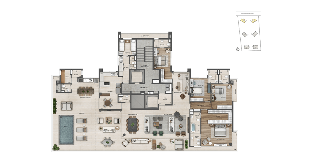 Planta 03 - 4 dorm 396,63m² - cobertura horizontal