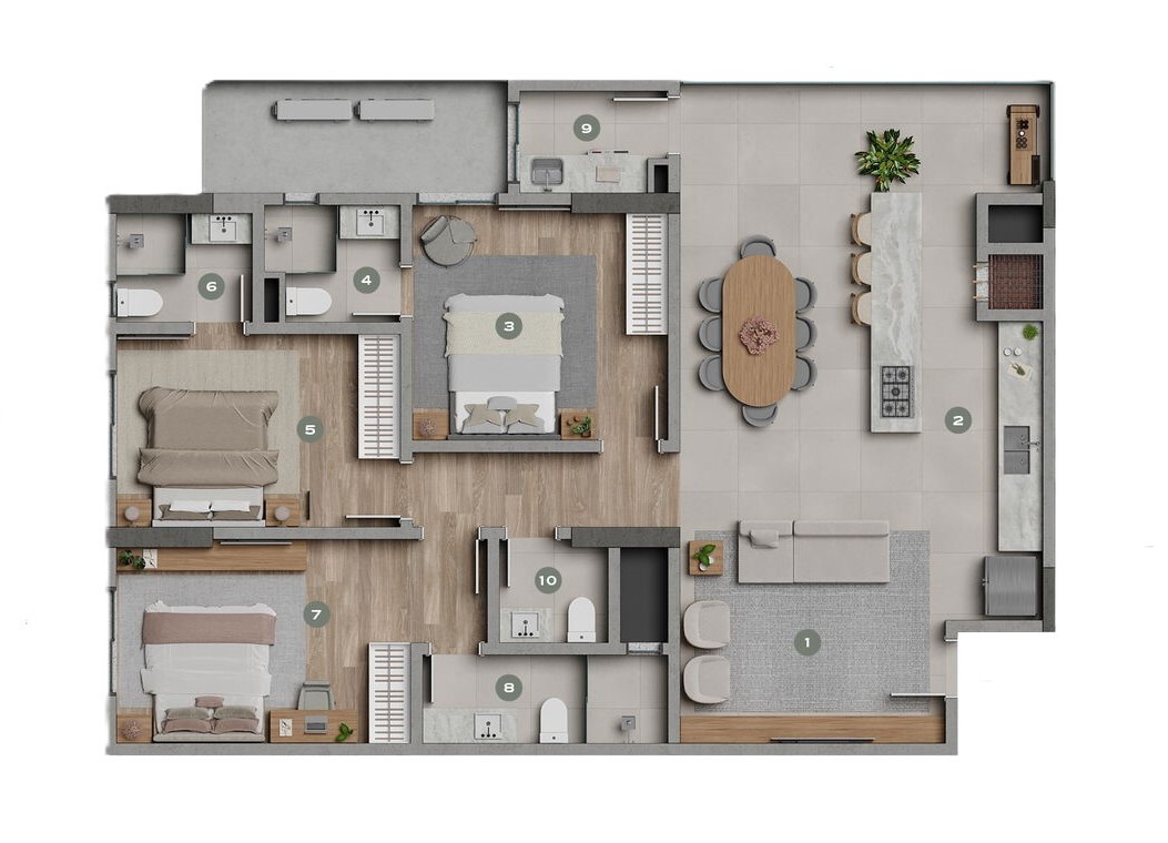 Planta 01 - 3 dorm 125,79m²