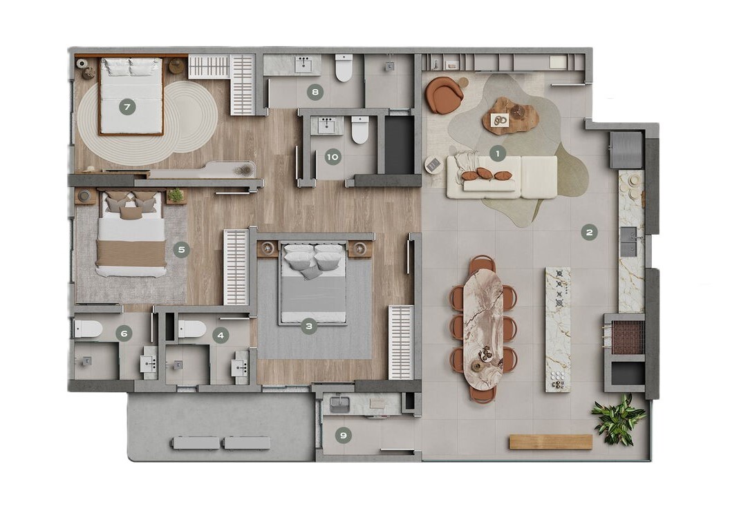 Planta 02 - 3 dorm 125,79m²