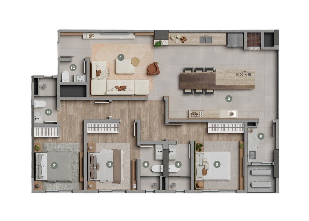 Planta 04 - 3 dorm 125,97m²