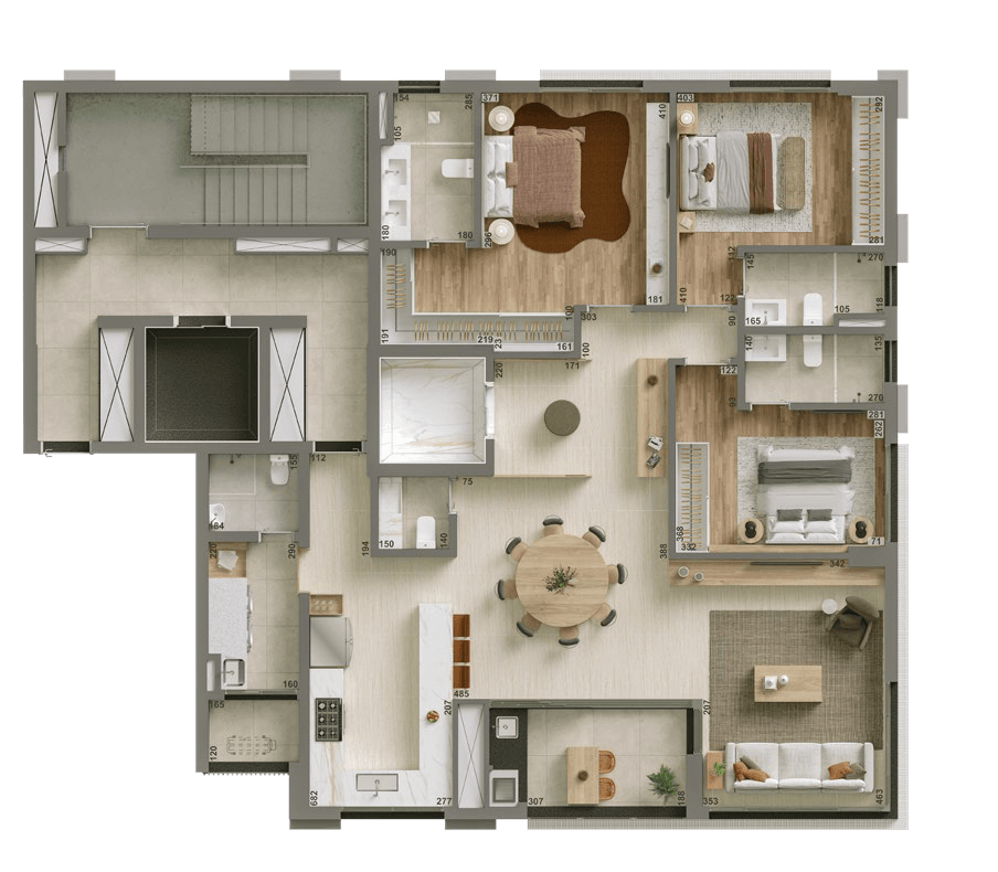 Planta 01 - 3 dorm 162m²