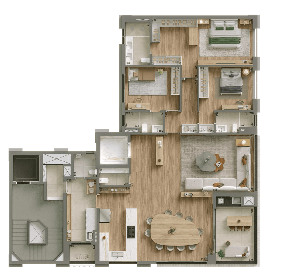 Planta 03 - 3 dorm 202m²