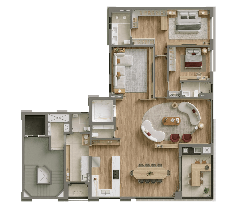 Planta 04 - 2 dorm 202m² - opção