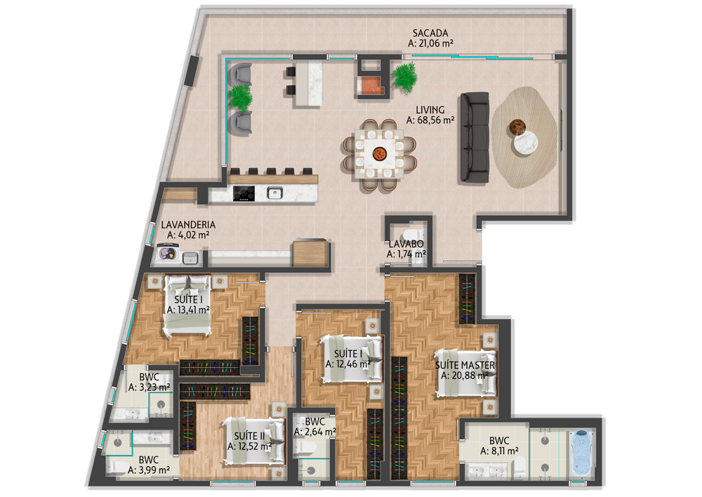 Planta 06 - 4 dorm 203,55m²