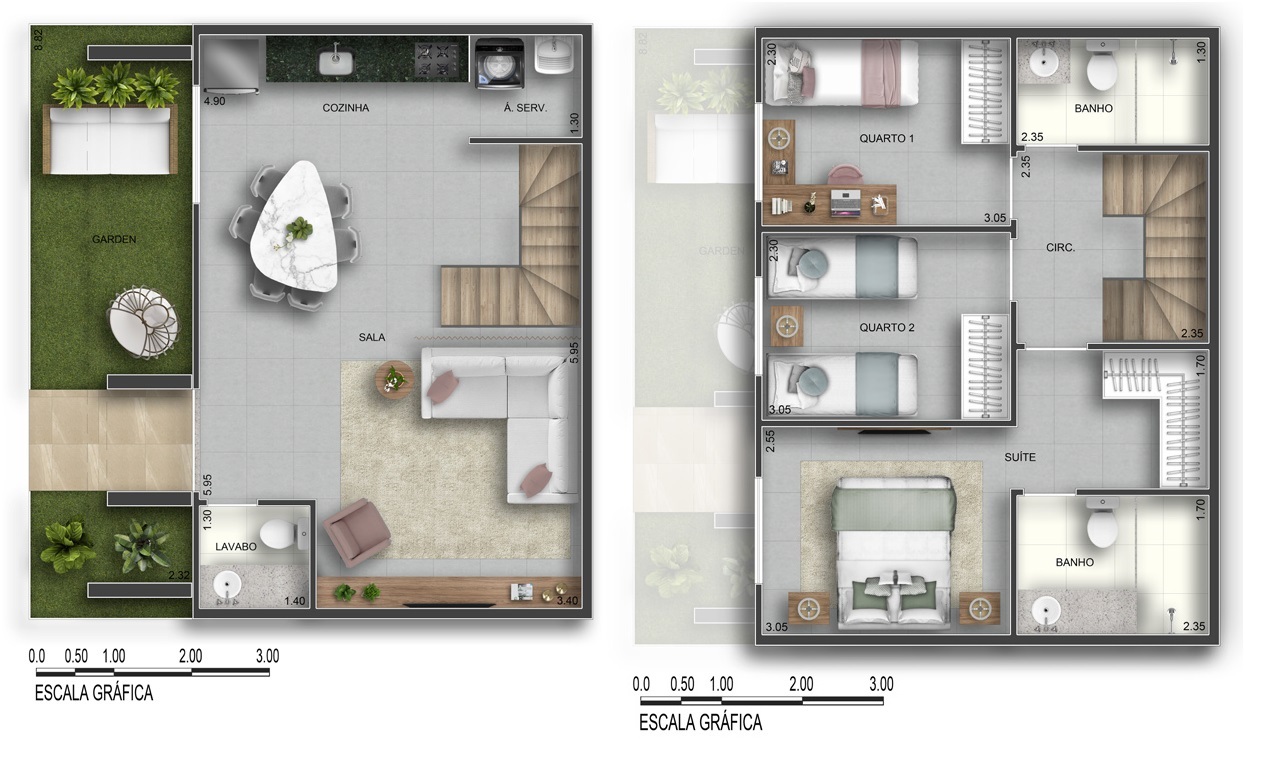 Planta 03 - 3 dorm 98,32m²