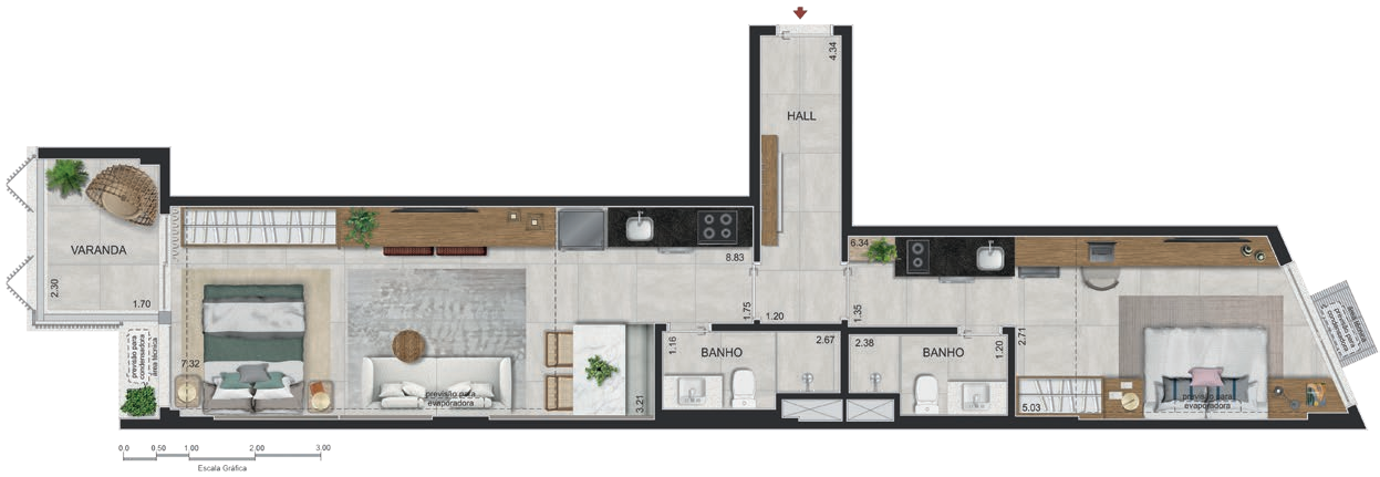 Planta 05 - 2 dorm 68,11m²