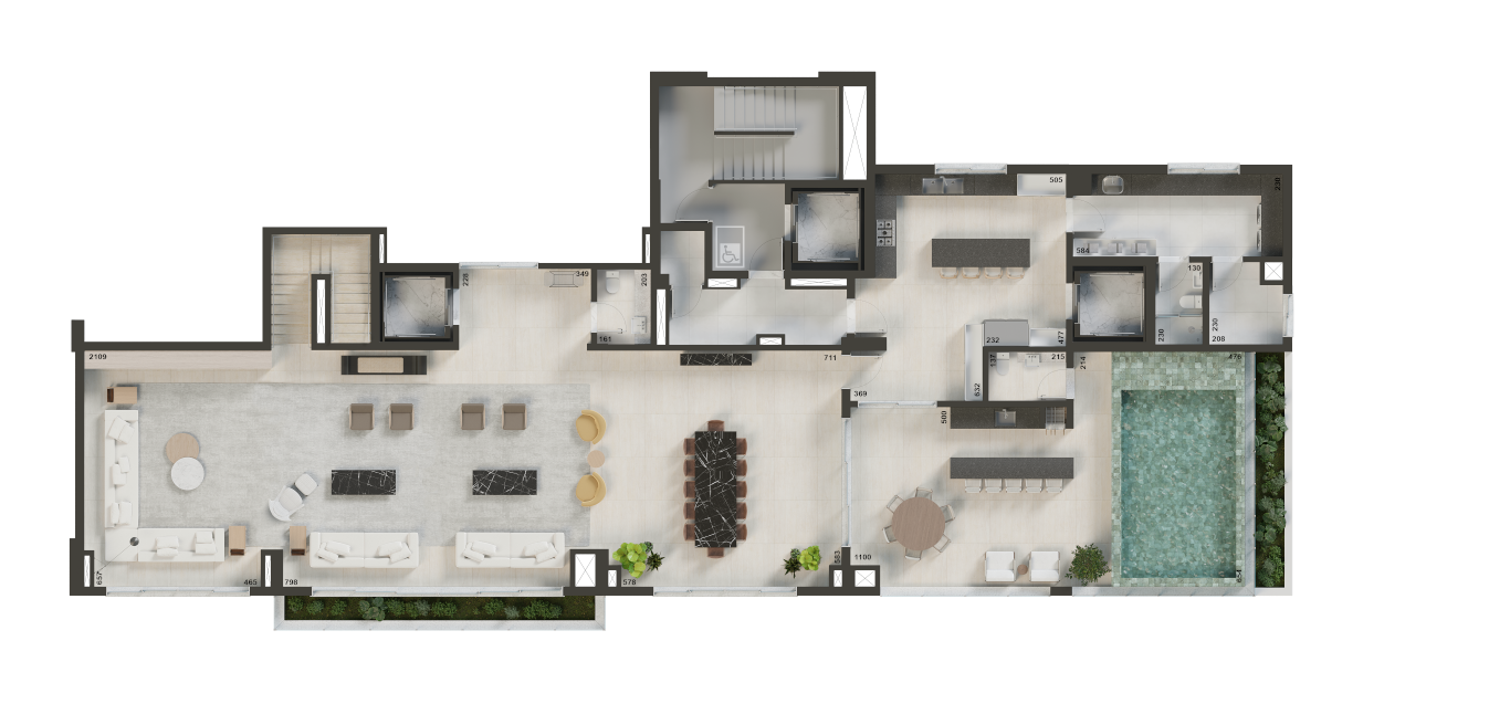 Planta 07 - 4 dorm 525,49m² - cobertura duplex - superior