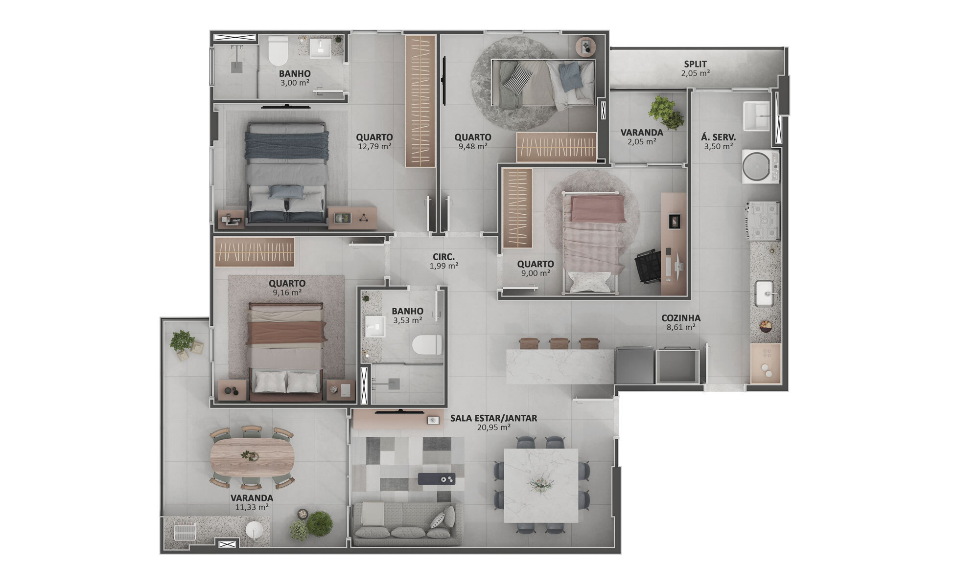 Planta 05 - 4 dorm 102,12m²