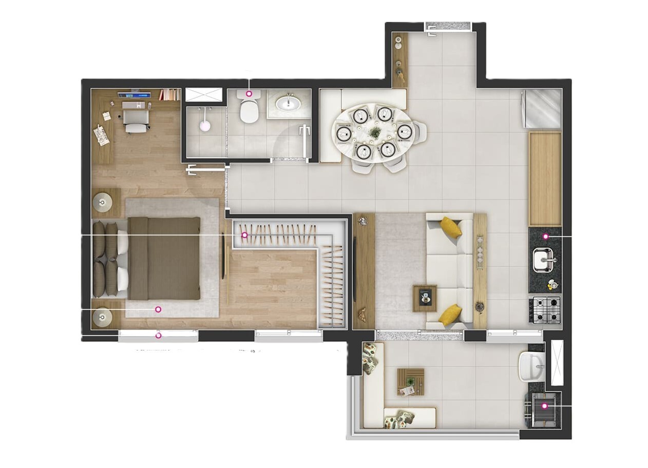 Planta 03 - 1 dorm 49m²
