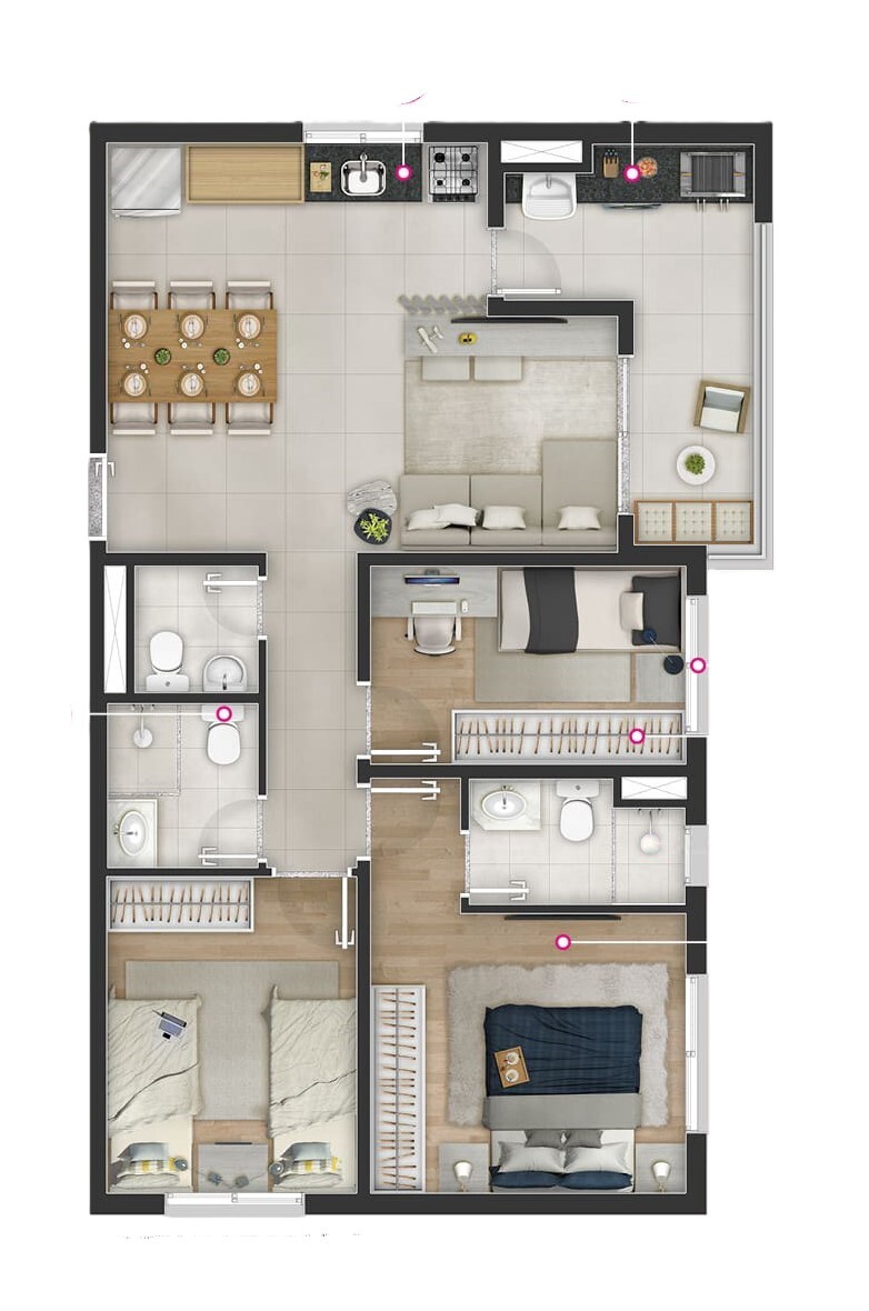 Planta 05 - 3 dorm 71m²