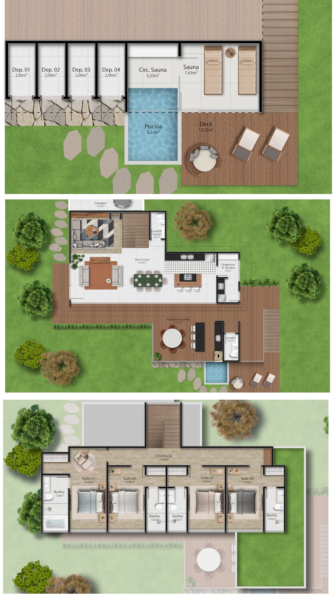 Planta 01 - 4 dorm 338,95m²