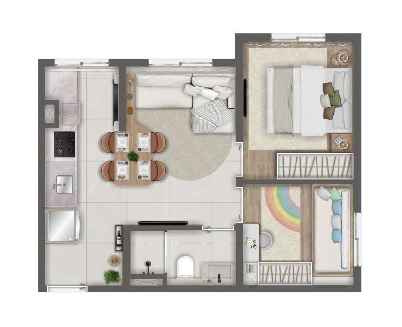 Planta 04 - 2 dorm 35m²
