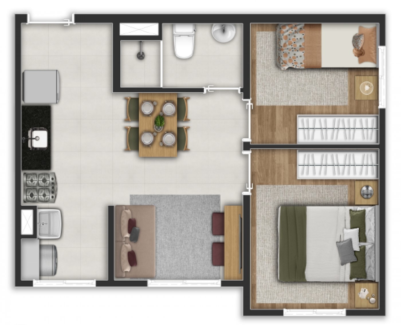 Planta 03 - 2 dorm 36m²