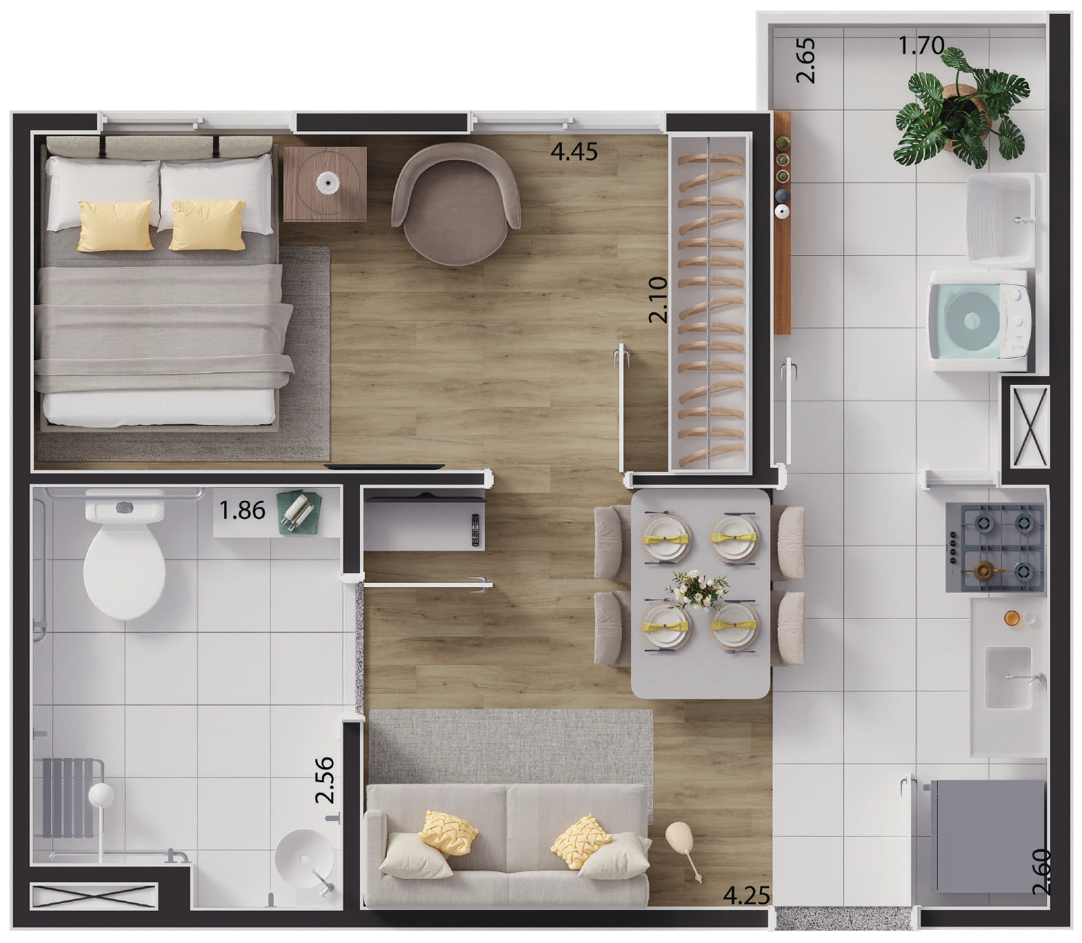 Planta 04 - 1 dorm 34,21m²