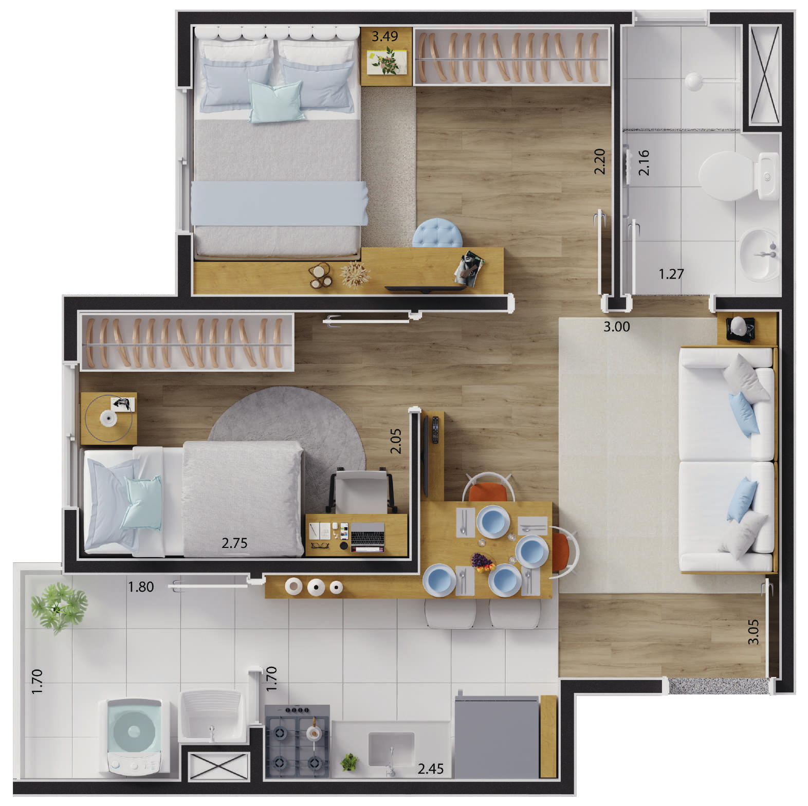 Planta 06 - 2 dorm 36,07m²