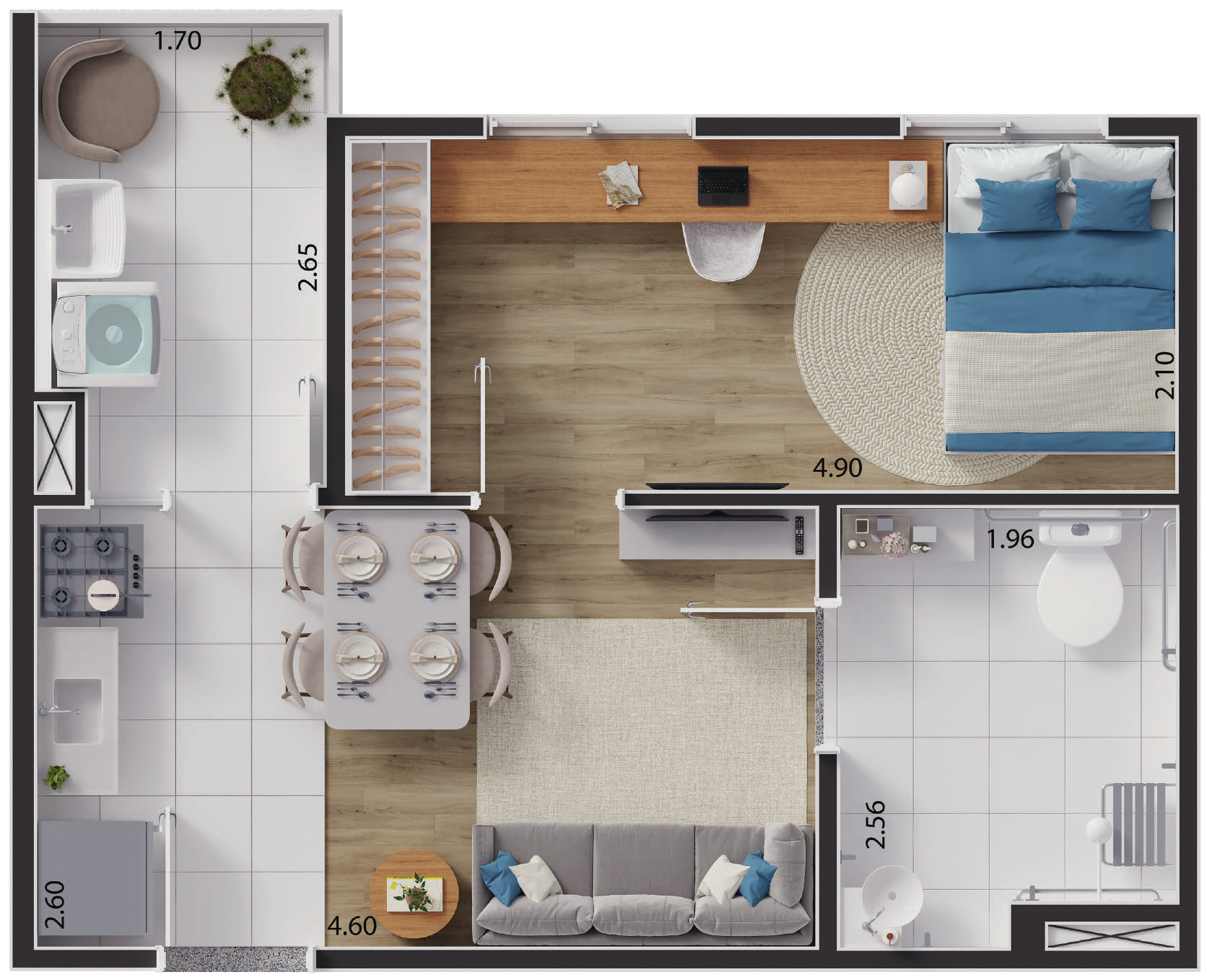 Planta 07 - 1 dorm 36,53m²
