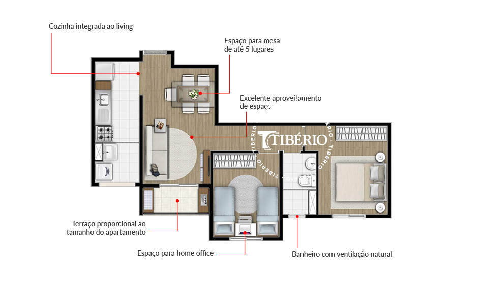 Planta 02 - 2 dorm 48m²