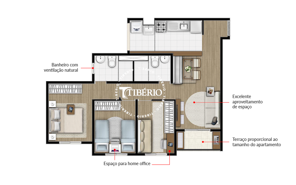 Planta 03 -3 dorm 59m²