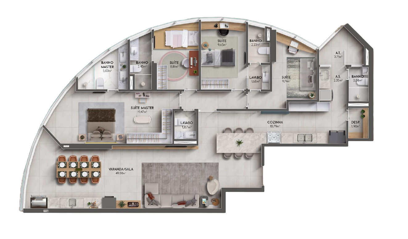 Planta 02 - 4 dorm 150m²