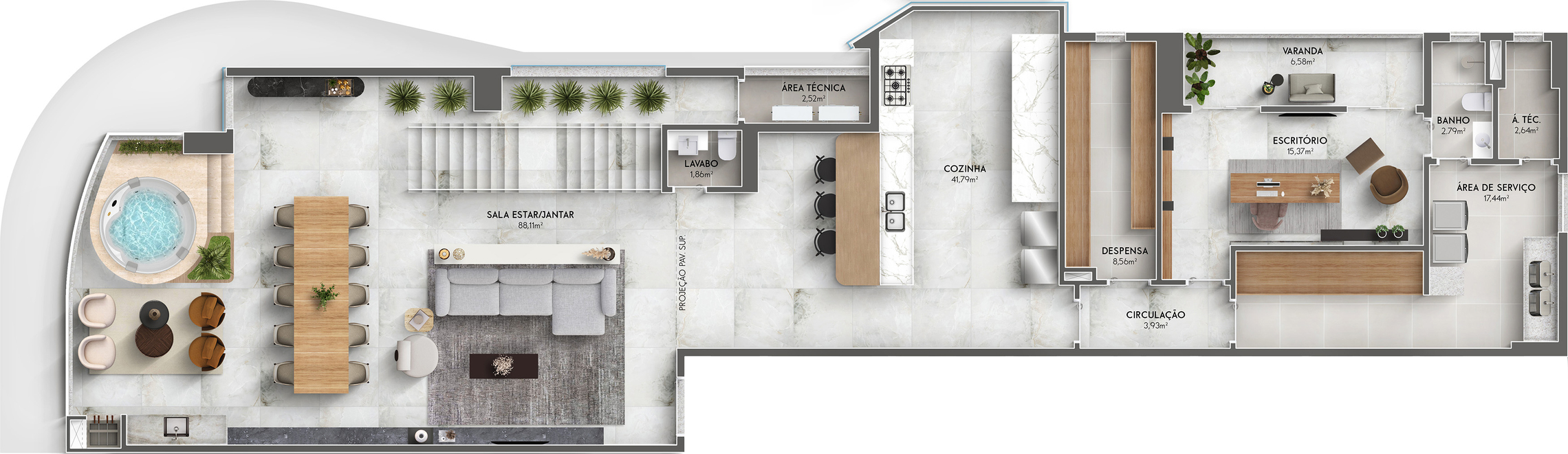 Planta 02 - 5 dorm 327,04m² - duplex - inferior