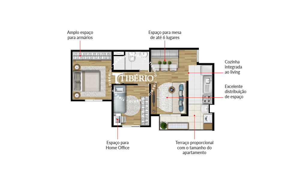 Planta 01 - 2 dorm 45m²