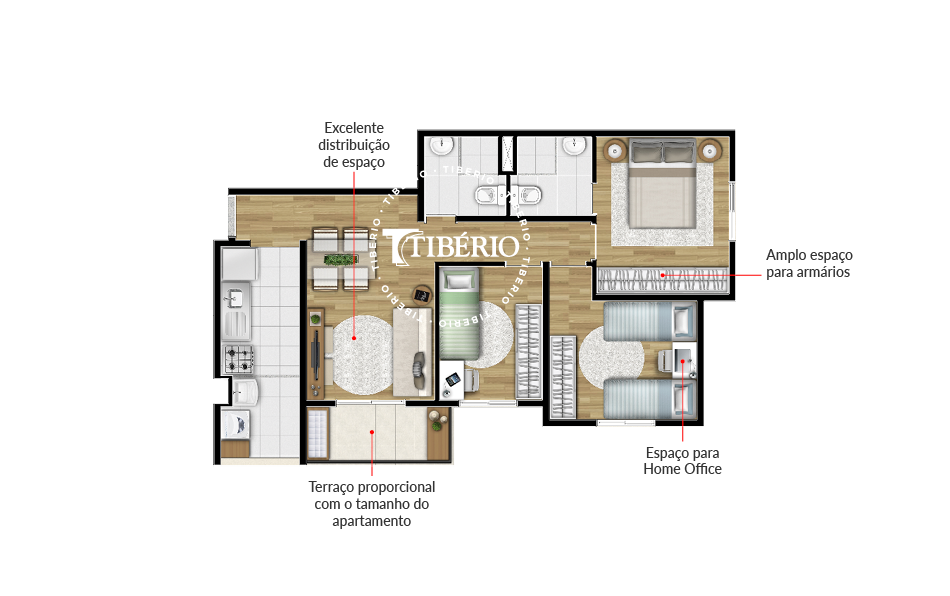 Planta 02 - 3 dorm 59m²