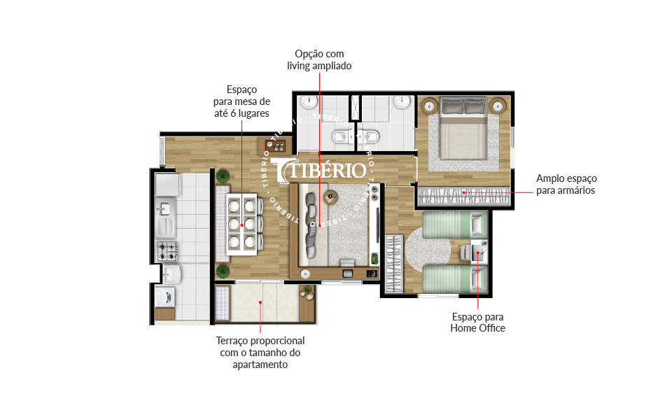 Planta 03 - 3 dorm 59m² - opção