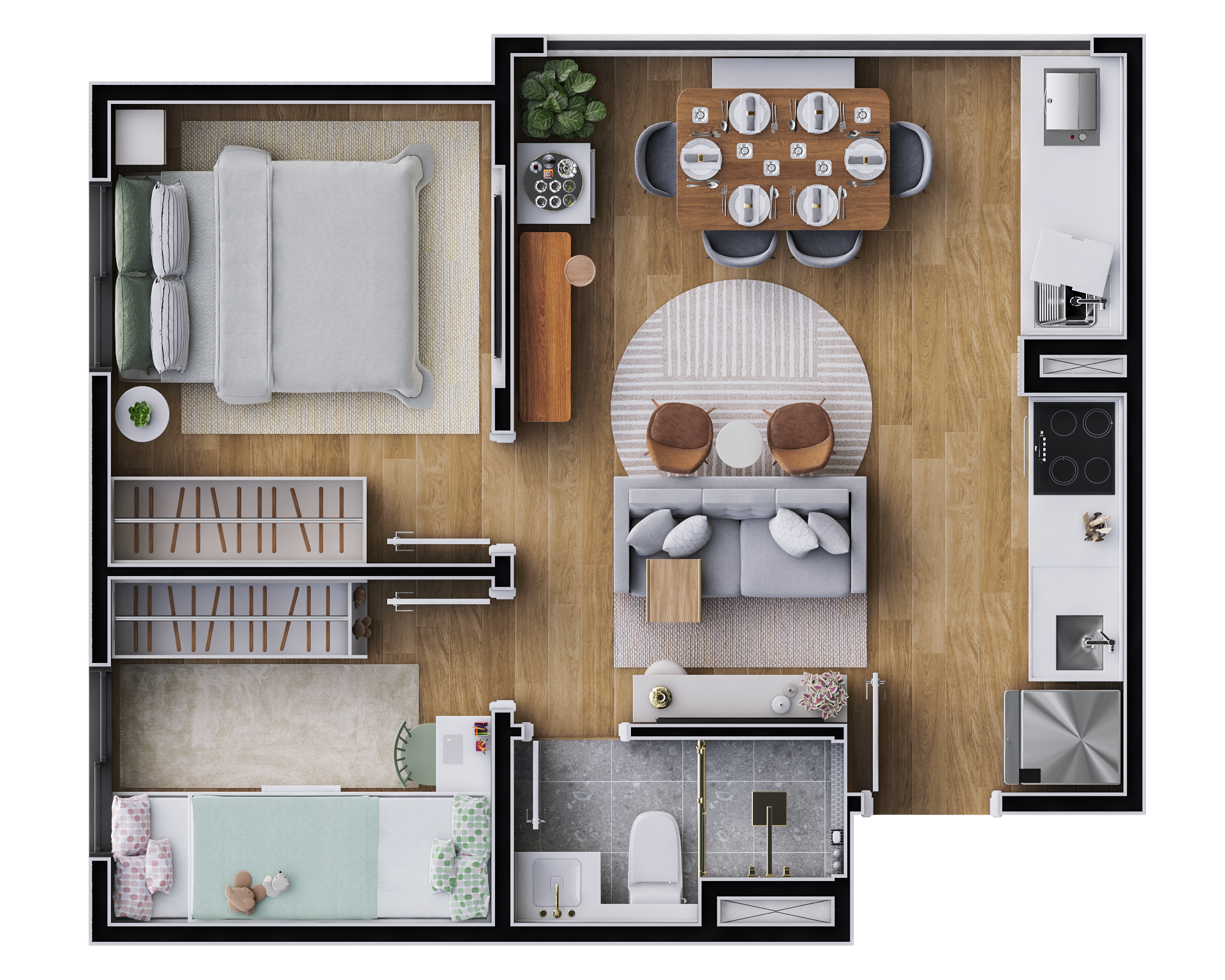 Planta 01 - 2 dorm 35,32m²