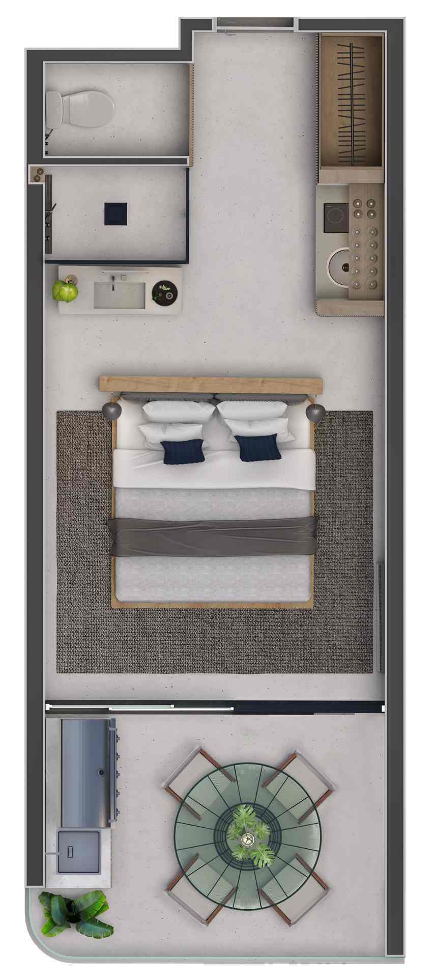 Planta 01 - 1 dorm 29m² - studio