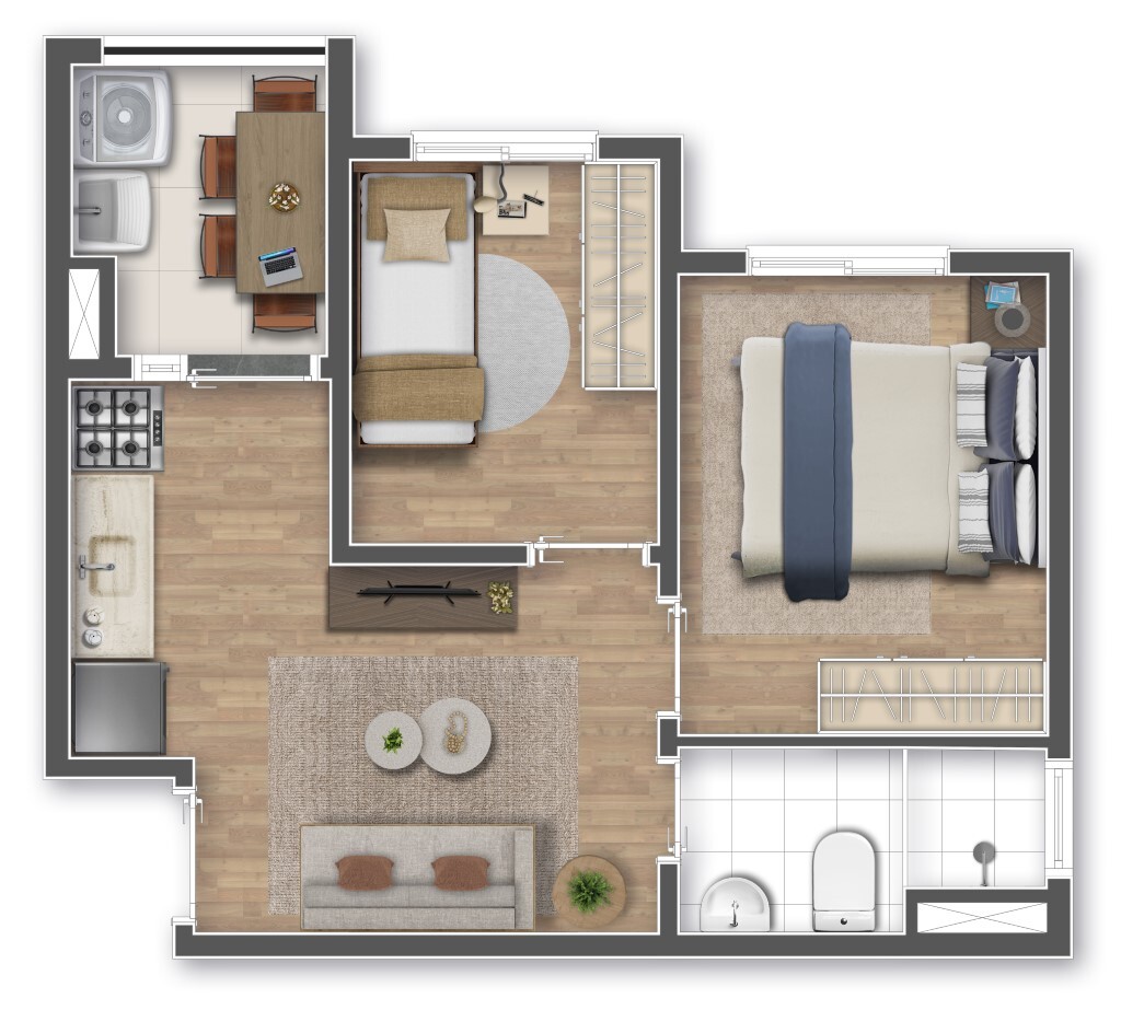 Planta 05 - 2 dorm 34,31m²