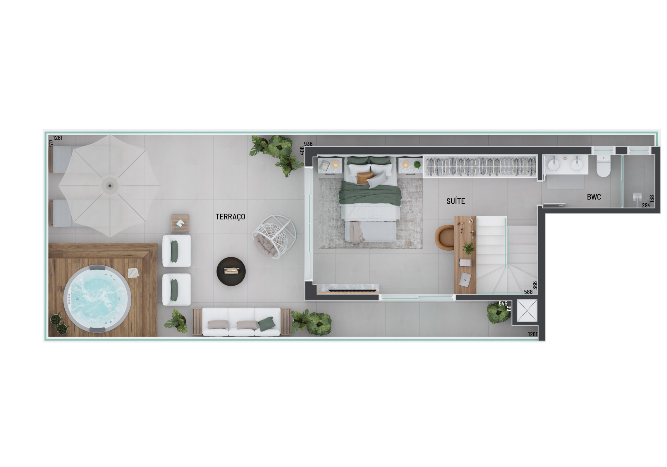 Planta 05 - 3 dorm 147,63m² - cobertura duplex - superior