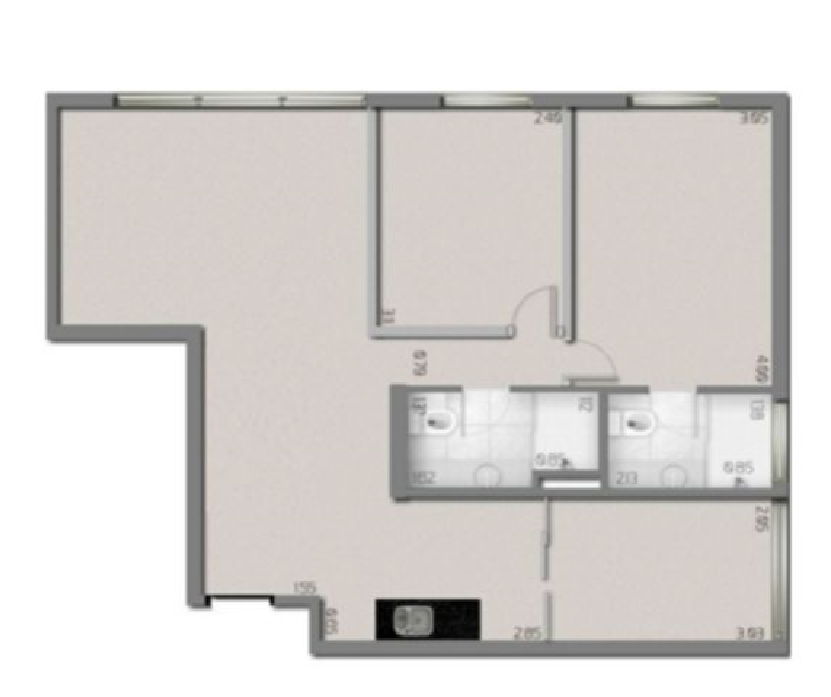 Planta 01 - 2 dorm 70m²
