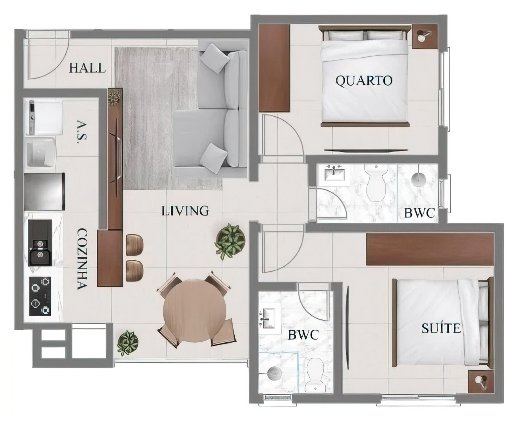 Planta 02 - 2 dorm 64,25m²