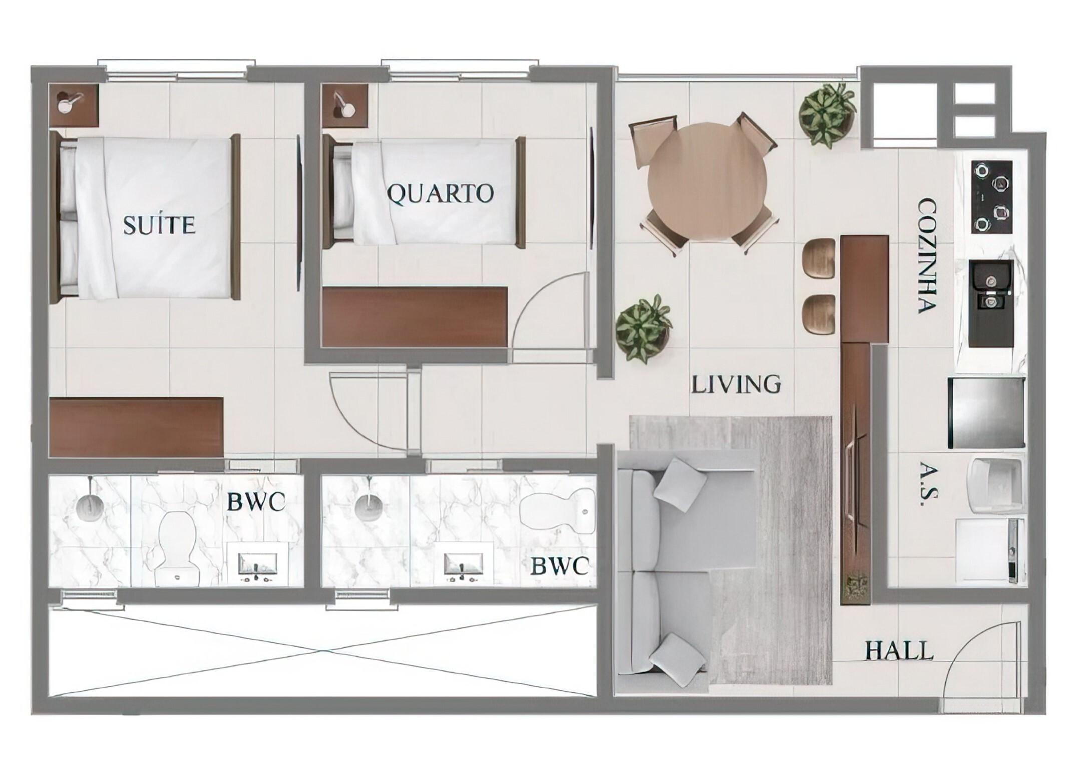 Planta 03 - 2 dorm 64,34m²