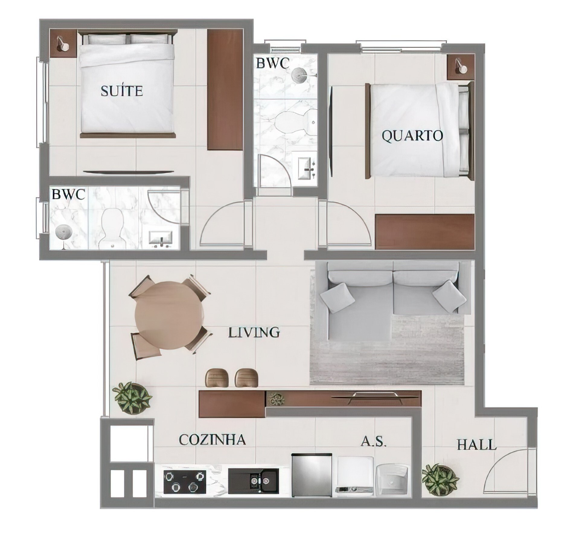 Planta 04 - 2 dorm 65,40m²