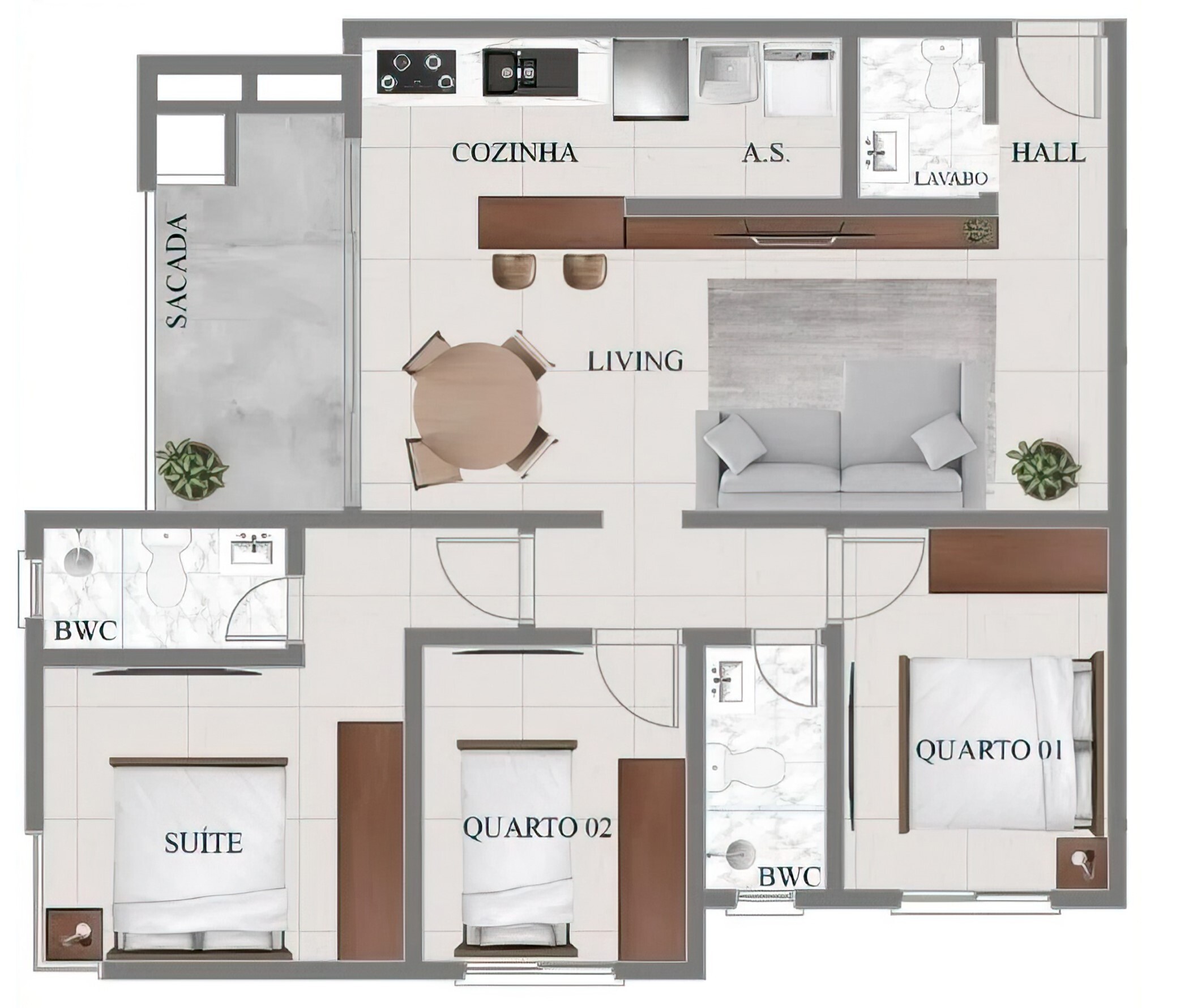 Planta 05 - 3 dorm 90,43m²