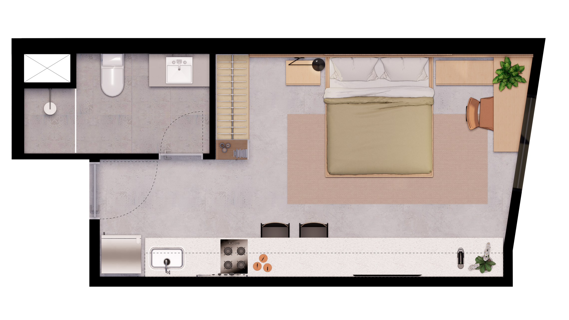 Planta 02 - 01 dorm 27,12m² - studio