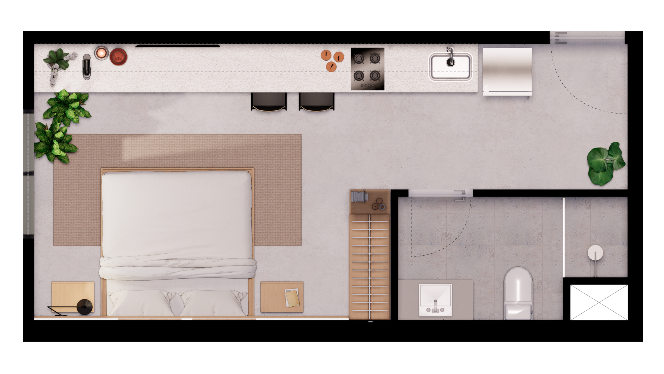 Planta 03 - 01 dorm 28,35m² - studio