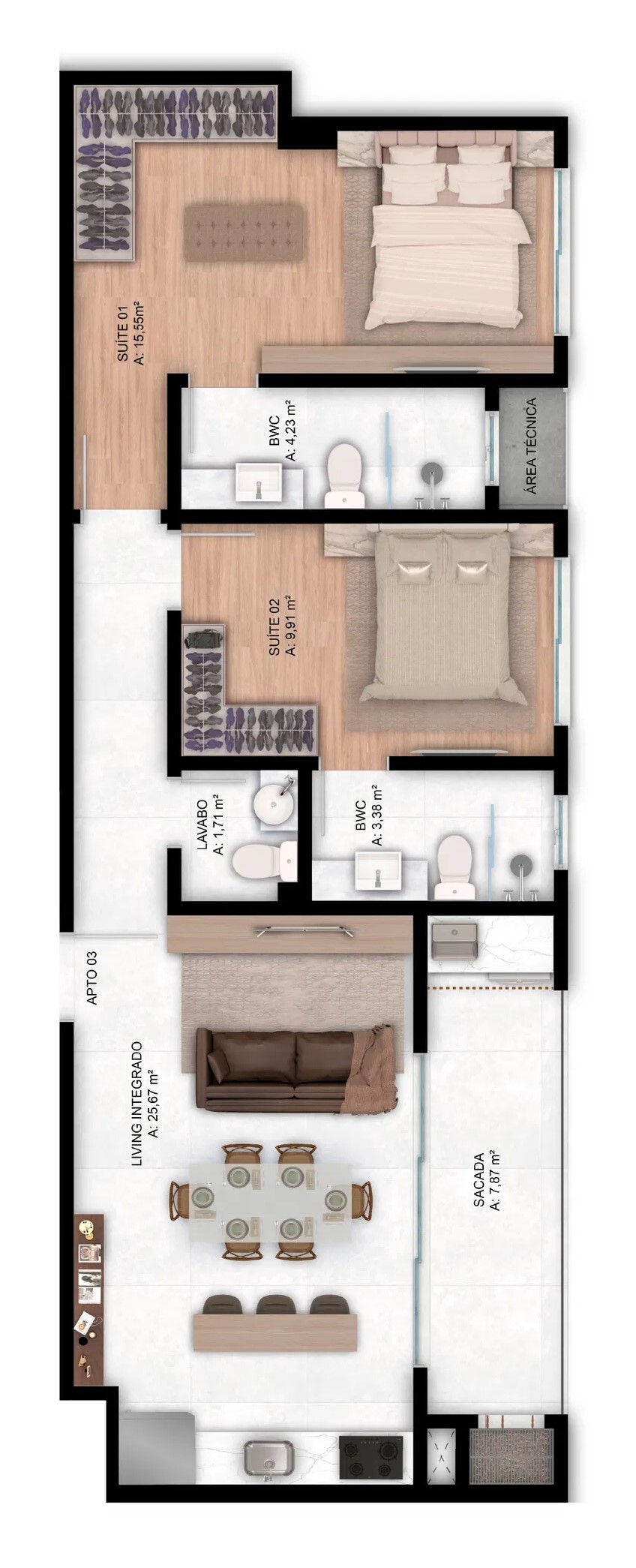 Planta 05 - 2 dorm 79,13m²