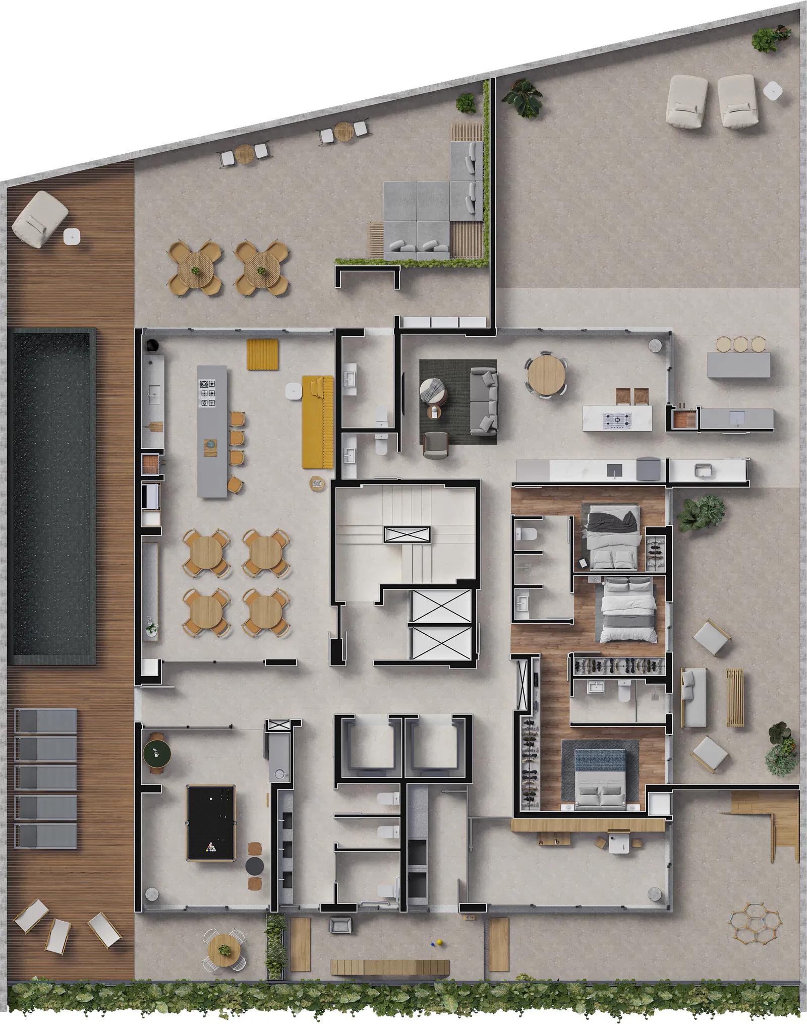 Planta 01 - 3 dorm 239,51m² - garden