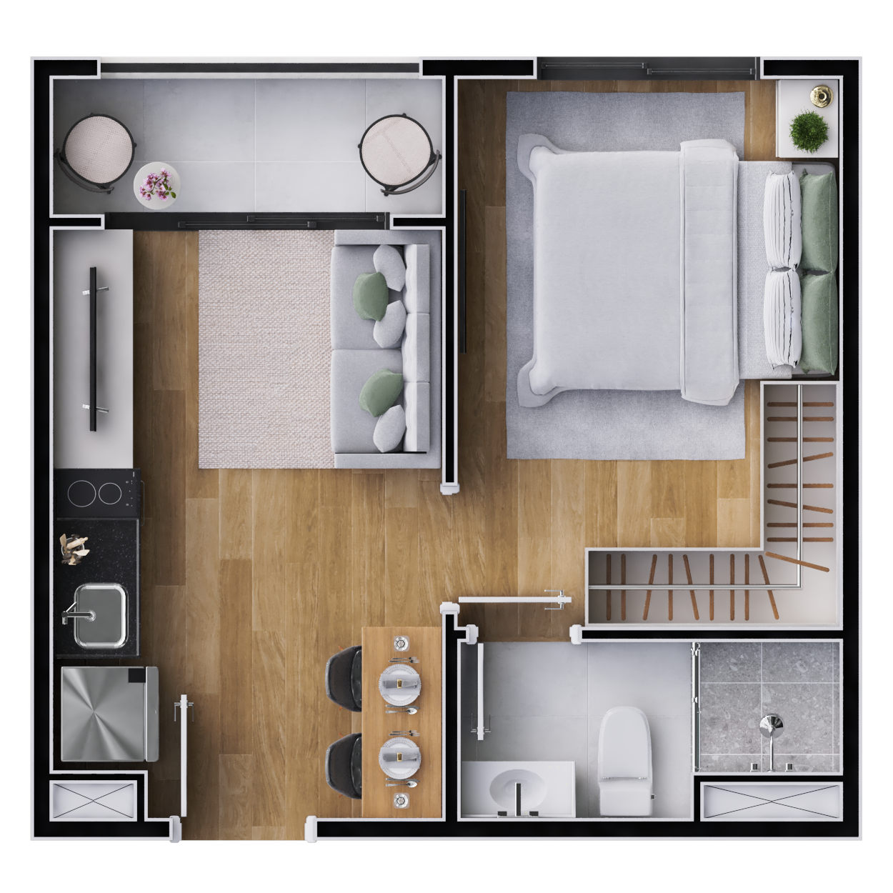 Planta 02 - 1 dorm 24,90m² -  final 8 e 11