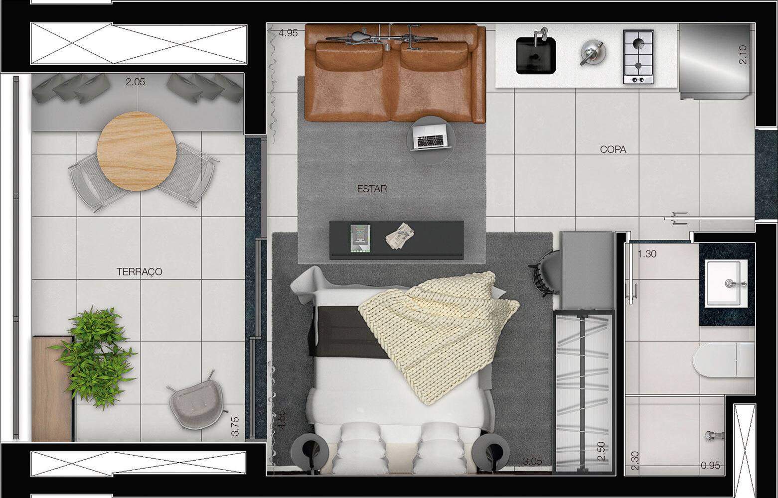 Planta 01 - studio 35m²