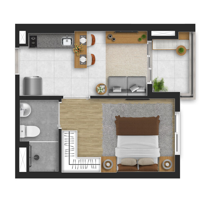 Palnta 02 - 1 dorm 26m² Palnta 02 - 1 dorm 26m²