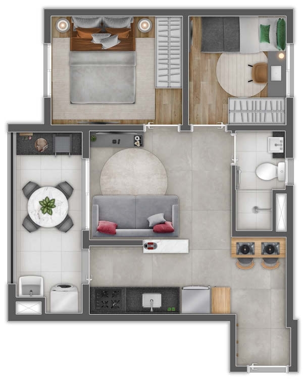Planta 05 - 2 dorm 43m²