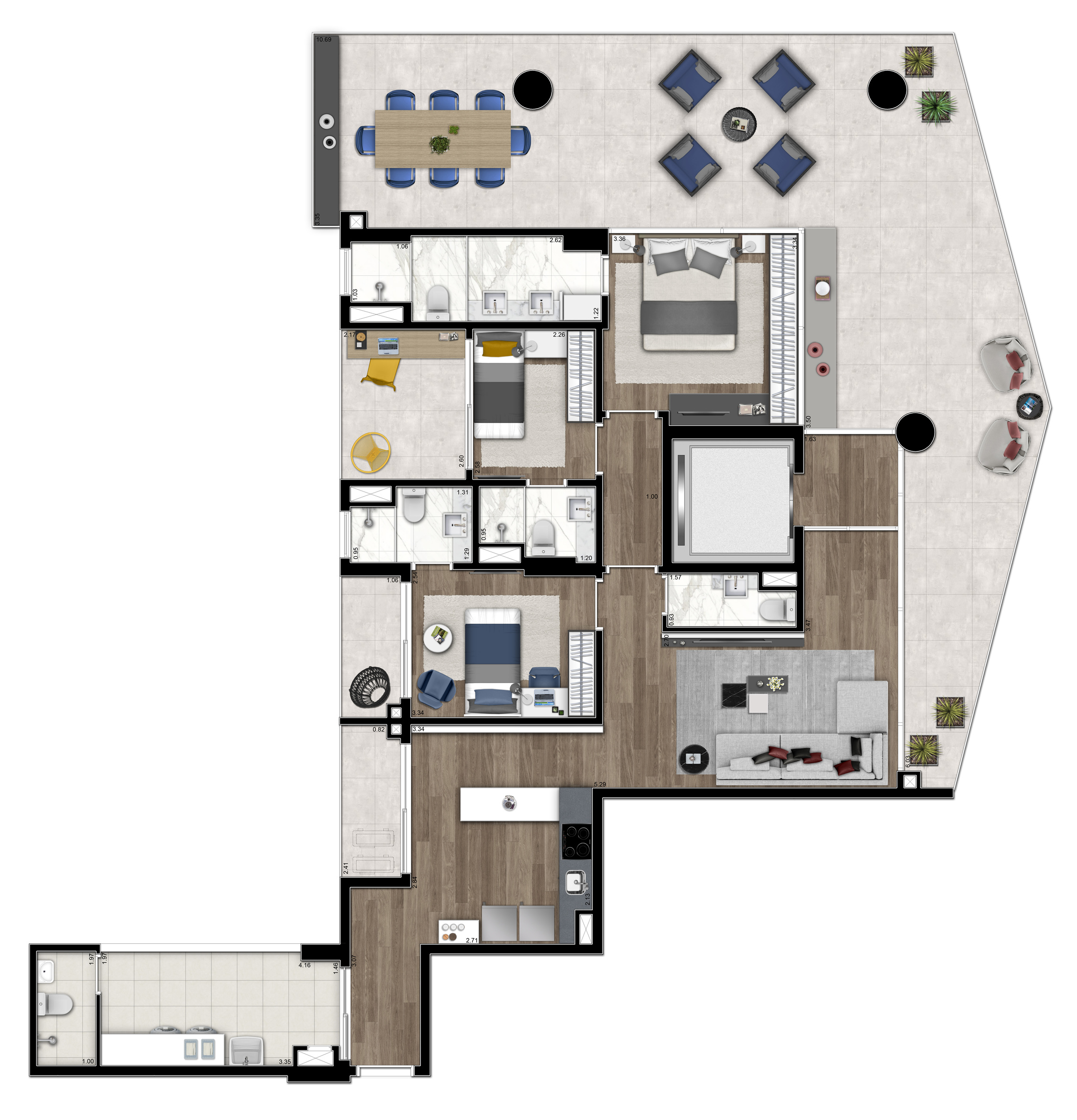 Planta 23 - 3 dorm176m²